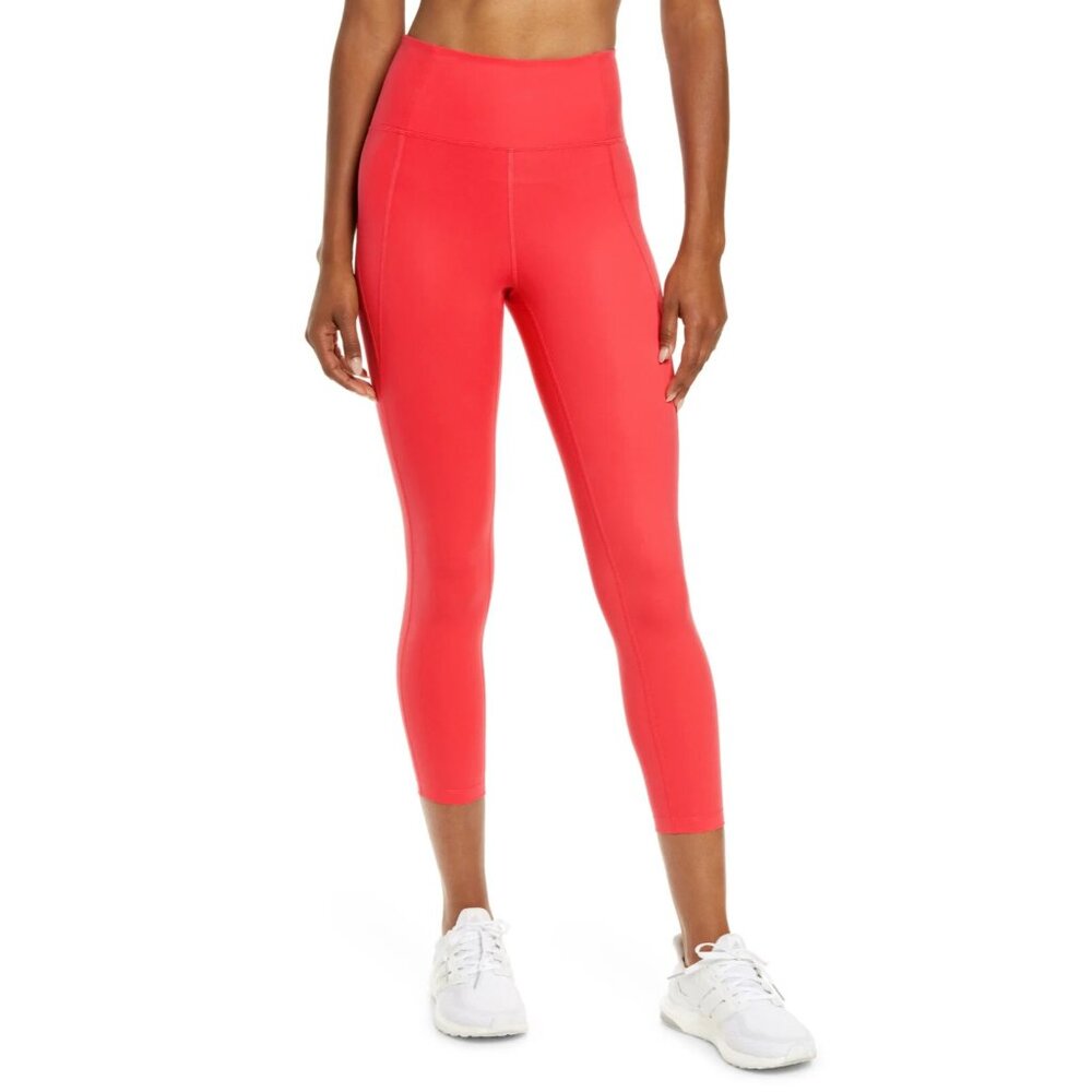 Girlfriend Collective Leggings High Waist 7/8 Crop Geranium Pink NWT - Picture 2 of 15